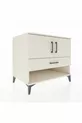 Commode Kronos avec 2 étagères, 1 tiroir et 2 portes, Pierre de Lune-Pier de Lune