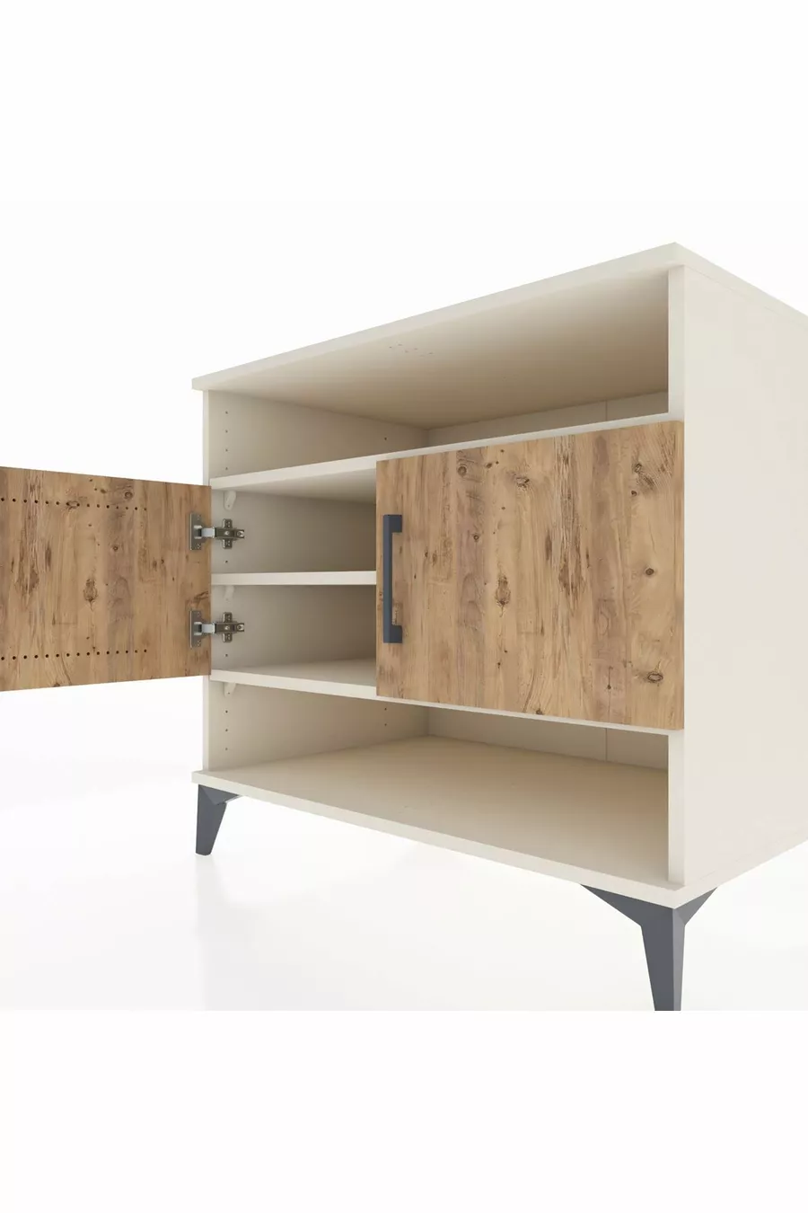 Commode Kronos 3 étagères 2 portes Pierre de Lune-Pin