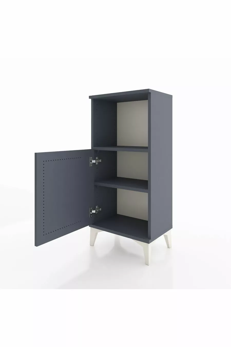 Table de chevet Arges à 2 étagères avec 1 porte, anthracite-anthracite