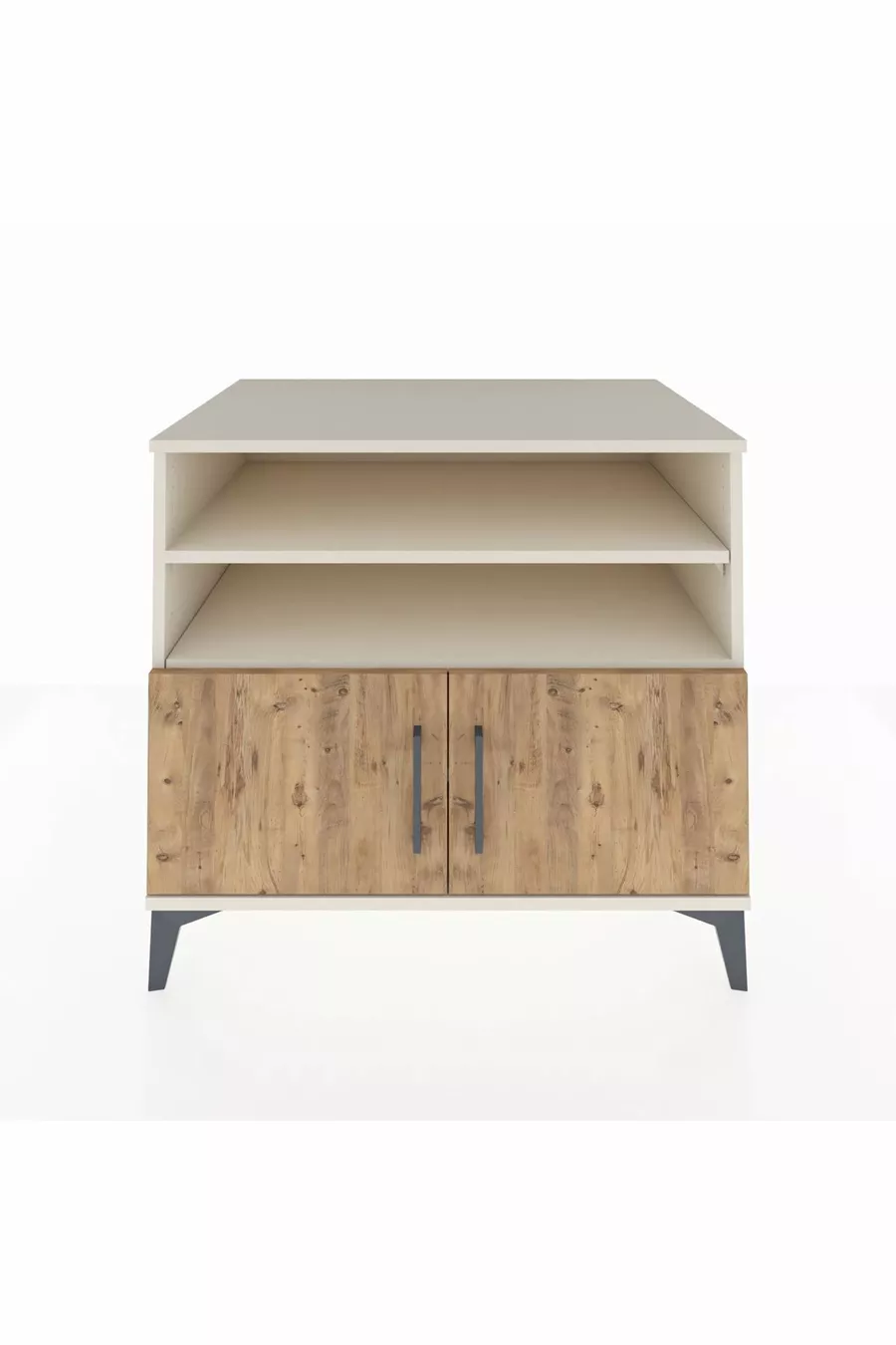 Commode Kronos 3 étagères 2 portes Pierre de Lune-Épicéa