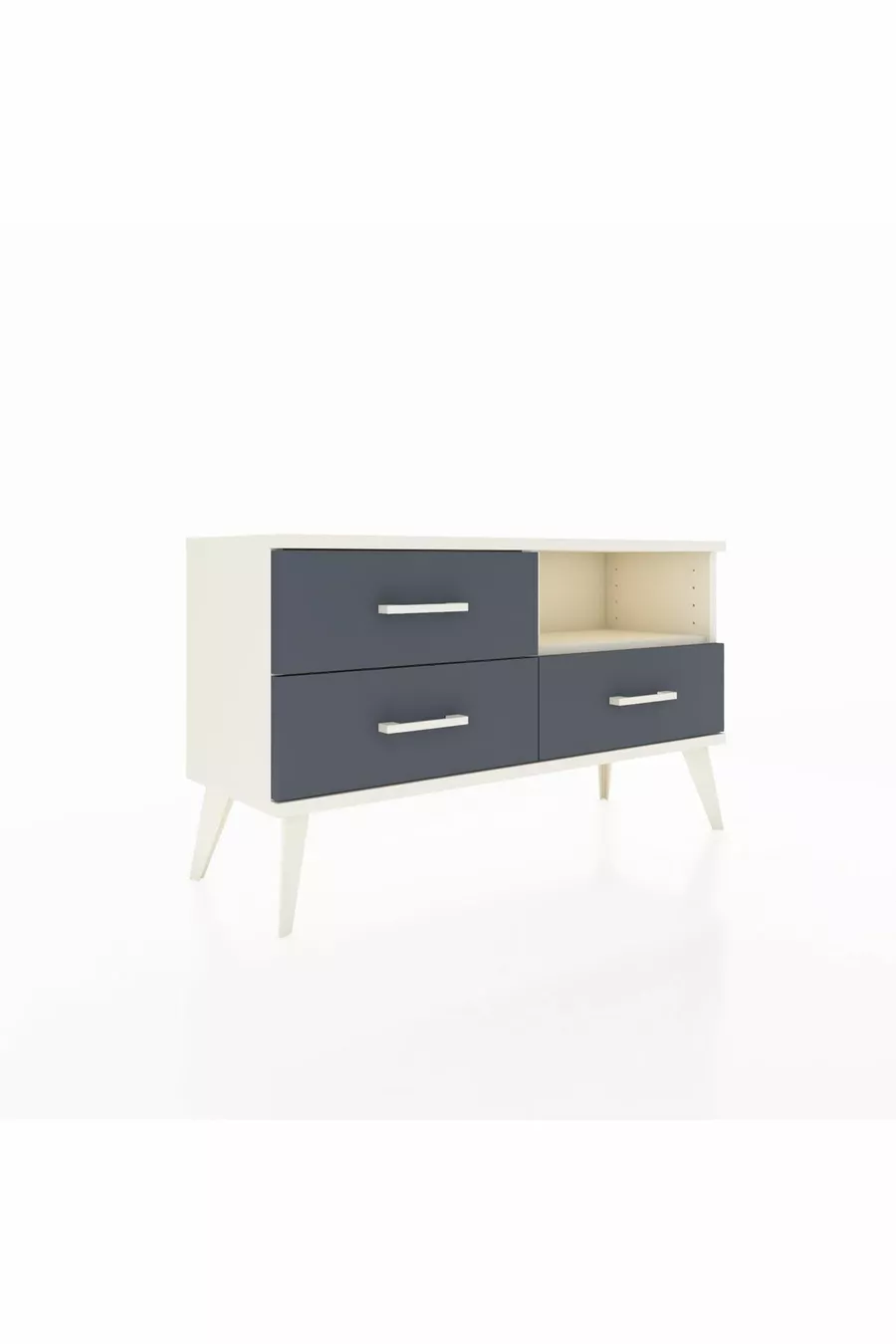 Commode Arges à une étagère et 3 tiroirs, en pierre de lune/Menthe anthracite