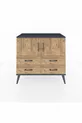 Commode Hyperion avec 2 étagères, 4 tiroirs et 2 portes, Anthracite-Sapin