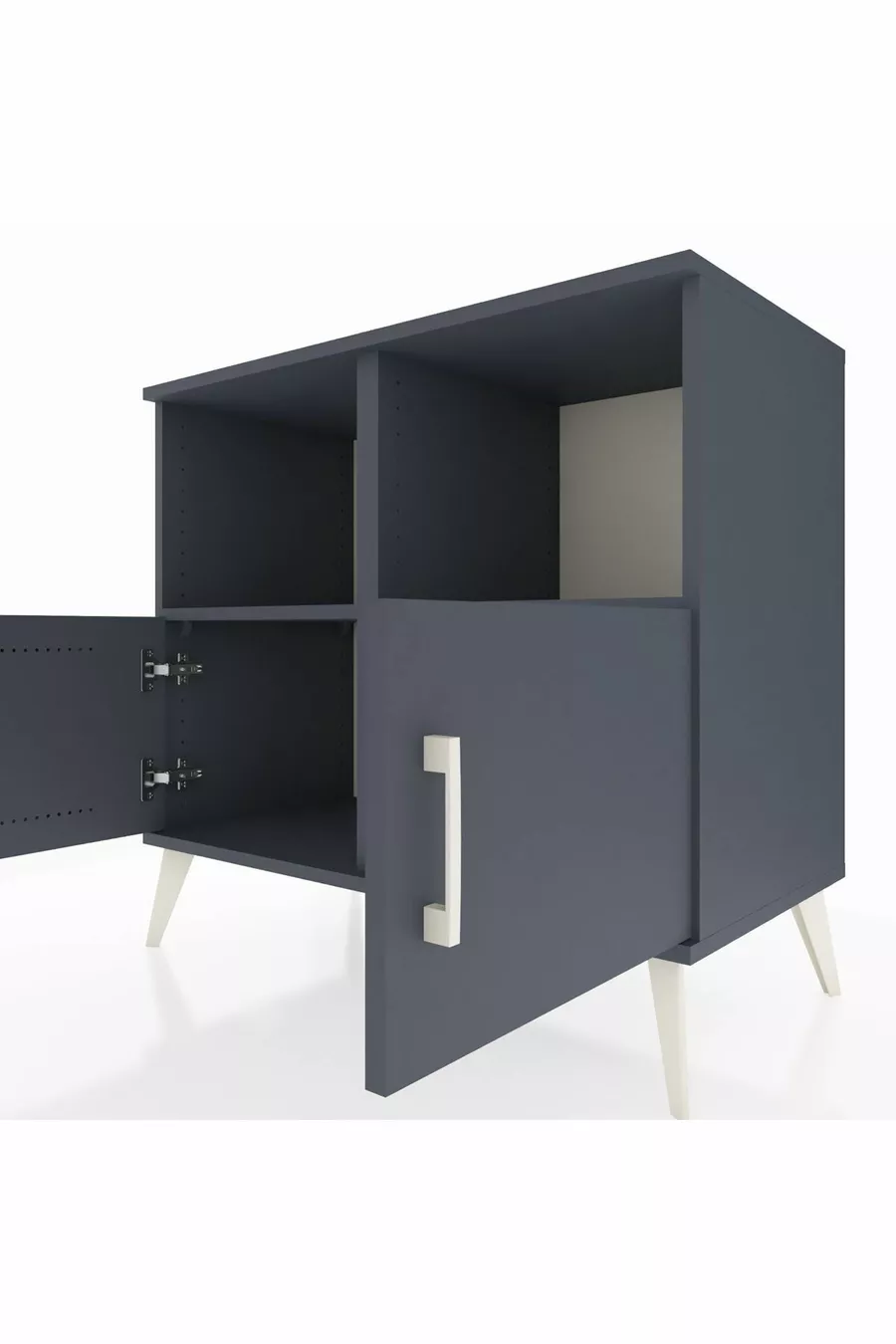 Commode Hyperion 2 étagères 2 portes Anthracite-Anthracite