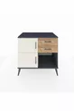 Commode Kronos à une étagère, 2 tiroirs, 2 portes, Anthracite-Pierre de Lune/Pin