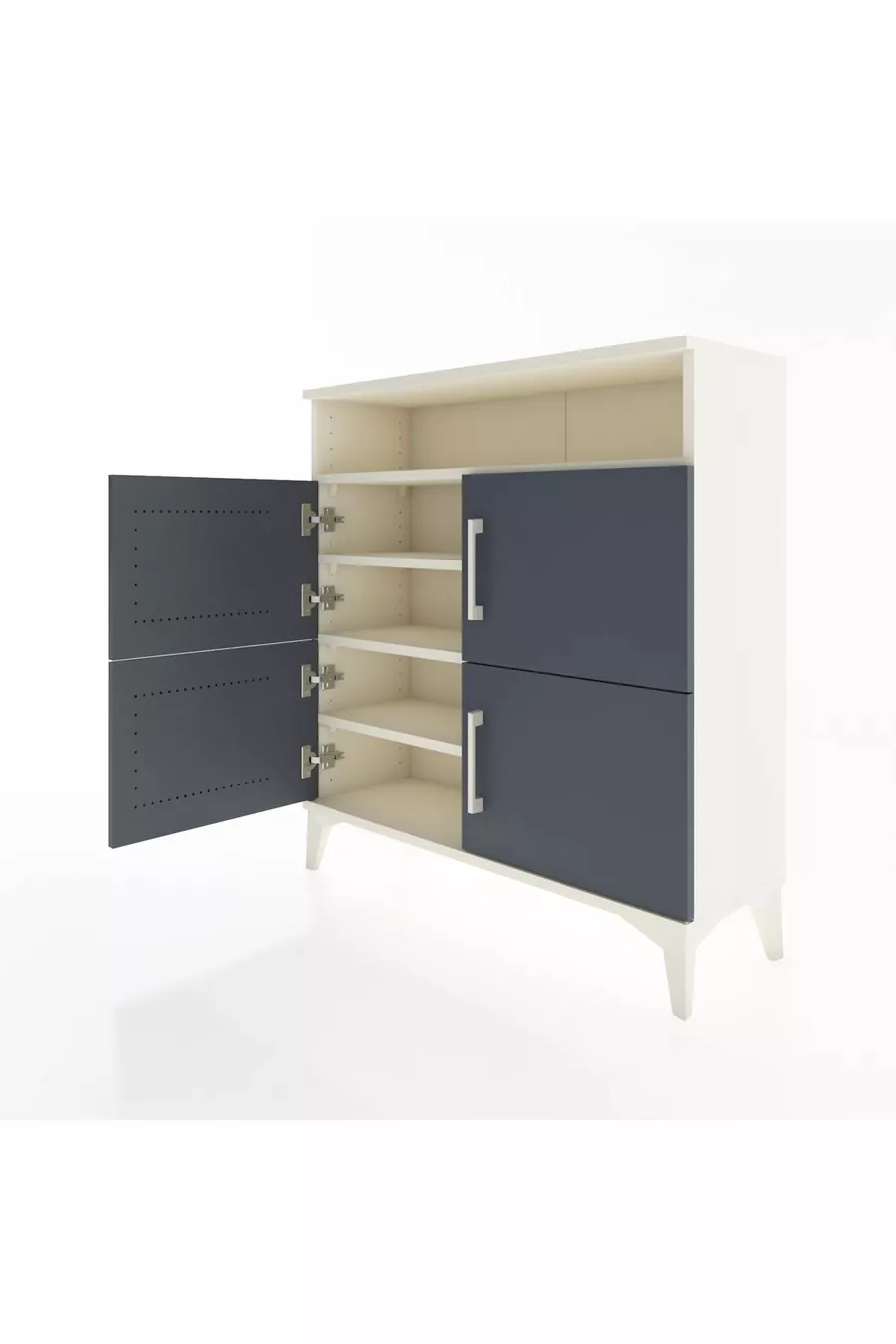 Commode Arges 4 étagères 4 portes Pierre de lune-Anthracite