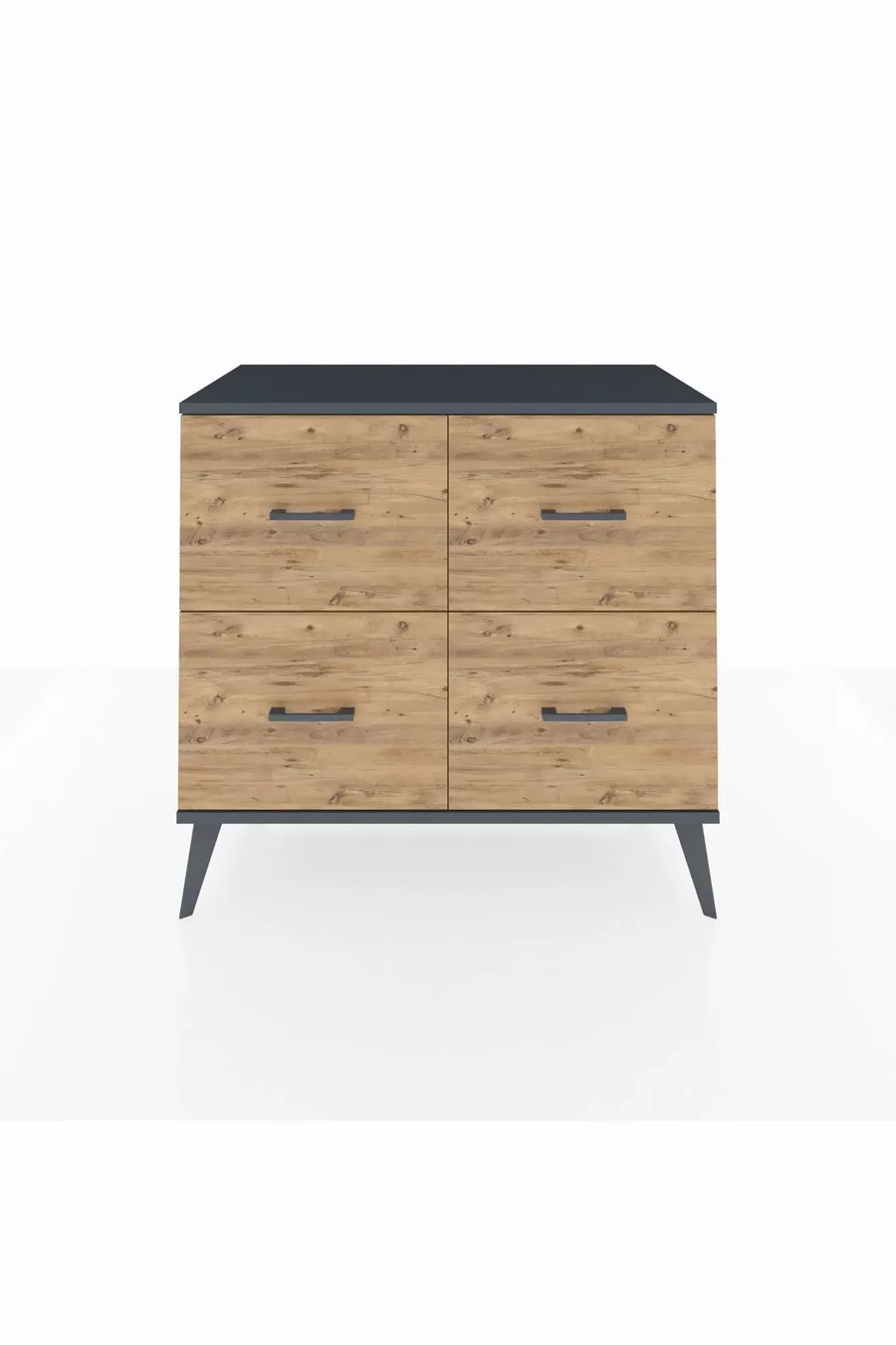 Commode Hyperion 4 tiroirs Pin-Anthracite/Pin