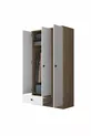 Armoire Rani  Wardrobe 3 portes 1 tiroir 6 étagères 1 panier suspendu Noyer - Blanc