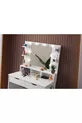 Coiffeuse Diva Hollywood avec Miroir, Éclairage LED, Étagères et Tiroirs, Pouf d'Assise Inclus, Blanche, avec Cadeau