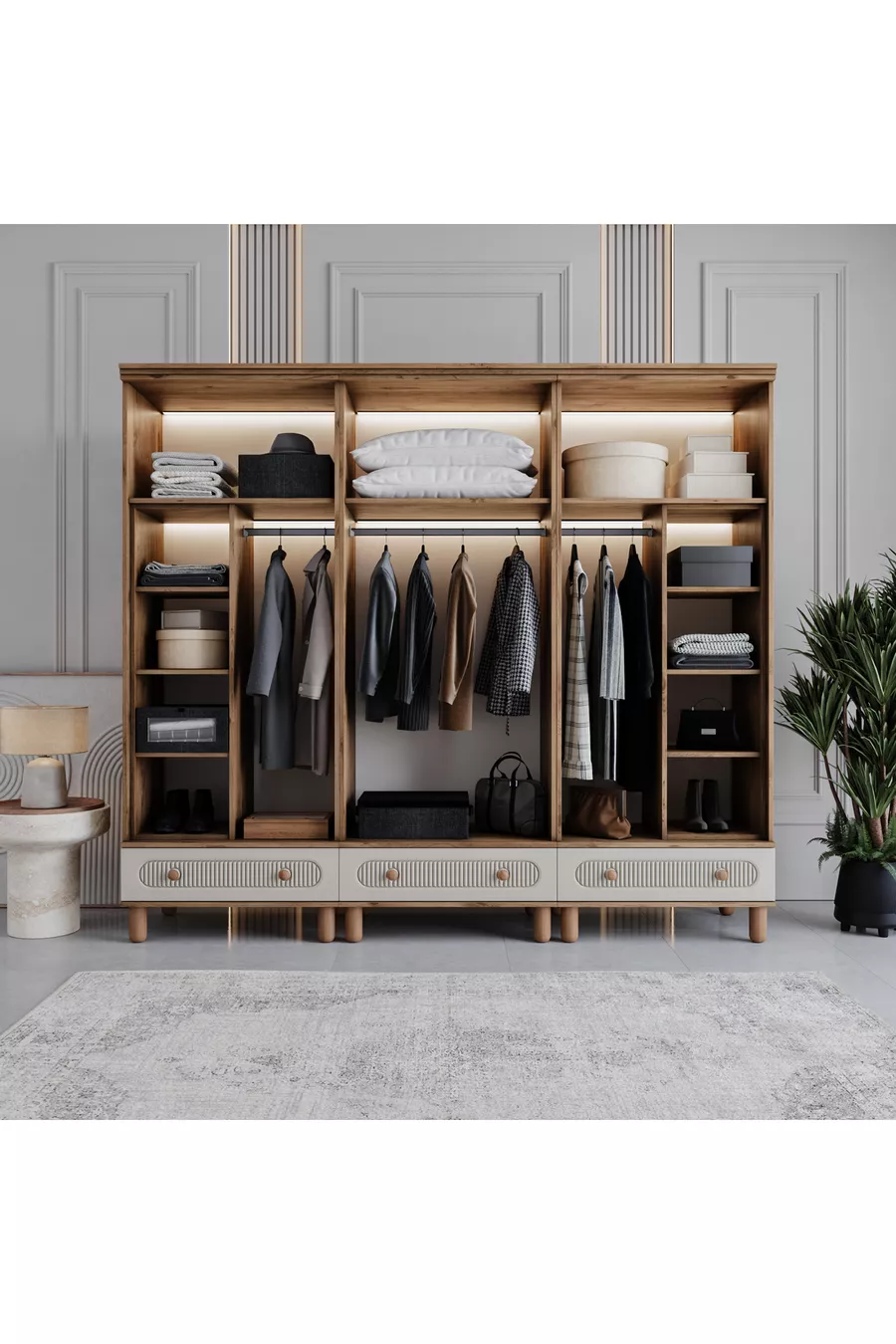 Armoire Milen 6 portes avec tiroirs  % MDF