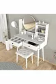 ENSEMBLE LÉGENDAIRE DE COIFFEUSE BLANCHE AVEC TABOURET