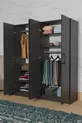  ARENA ARMOIRE GRIS ANTHRACITE 4 PORTES, 2 BARRES POUR PENDERIES, 6 ÉTAGÈRES