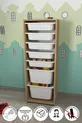 Armoire à 7 paniers Armoire polyvalente Armoire à jouets Pera Saphir Chêne