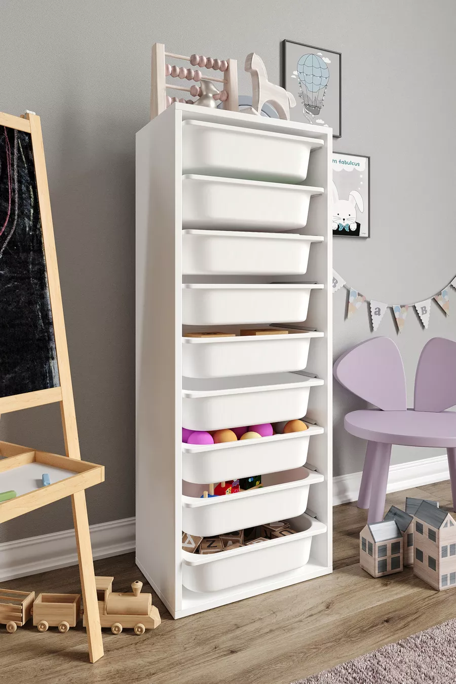 % MDF - Armoire à Jouets XL Mono 9 Paniers