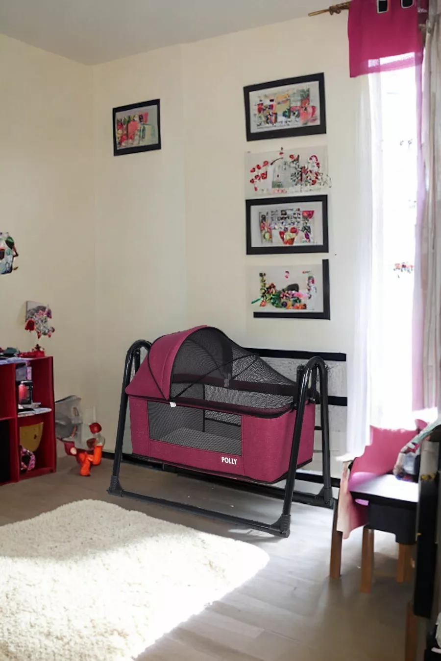 Berceau portable en lin luxueux avec filet, lavable, berceau berçant près de maman, berceau panier, berceau hamac