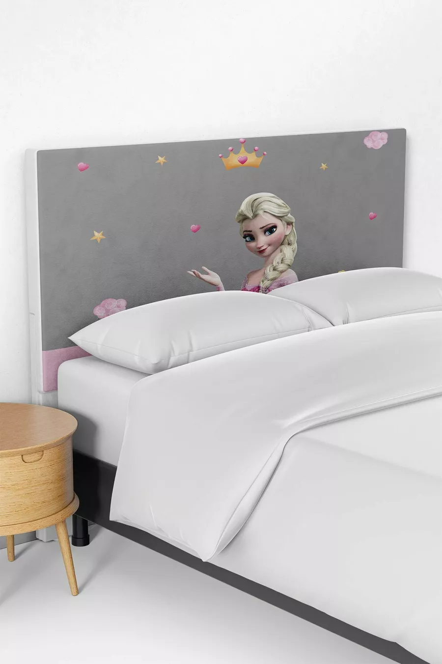 Housse de tête de lit pour lit coffre de chambre d'enfant gris Elsalı