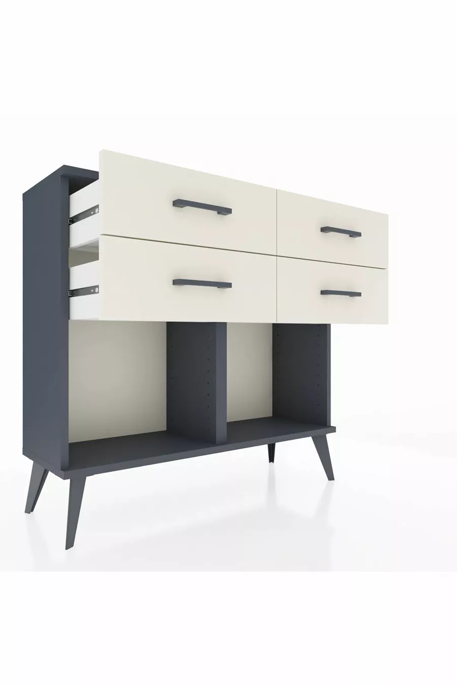 Commode Arges 4 tiroirs Anthracite-Anthracite/Pierre de lune