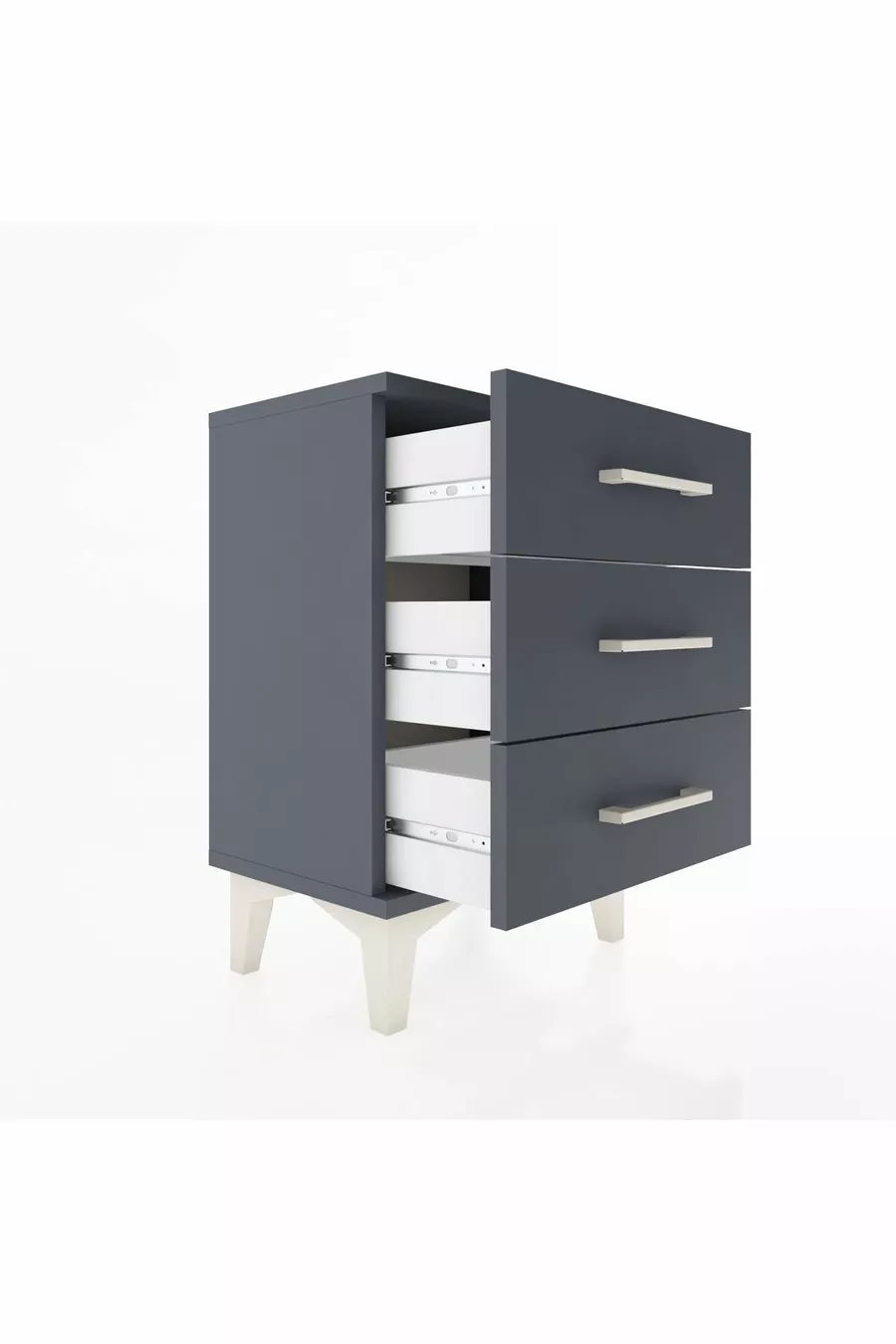 Chevet Arges 3 tiroirs Anthracite-Anthracite