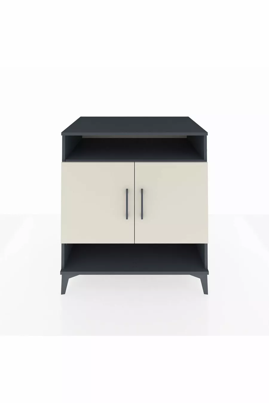 Commode Kronos 3 étagères 2 portes Anthracite-Pierre de lune