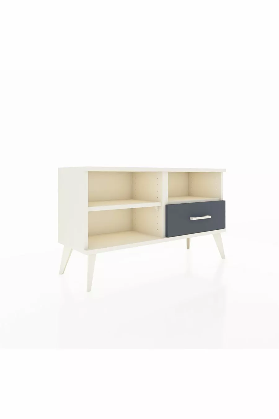 Commode Arges 2 étagères 1 tiroir Pierre de lune / Anthracite
