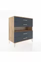 Commode Hyperion à un seul étagère et 4 tiroirs Pin-Anthracite