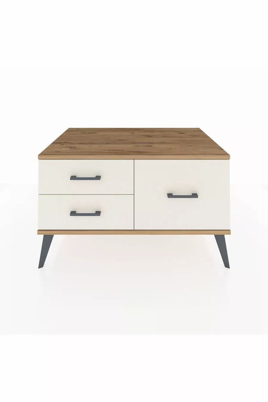 Commode Kronos 3 étagères Anthracite-Pin/Pierre de lune