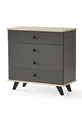 Commode Artemis Anthracite 4 tiroirs, Chevet, Sur pieds