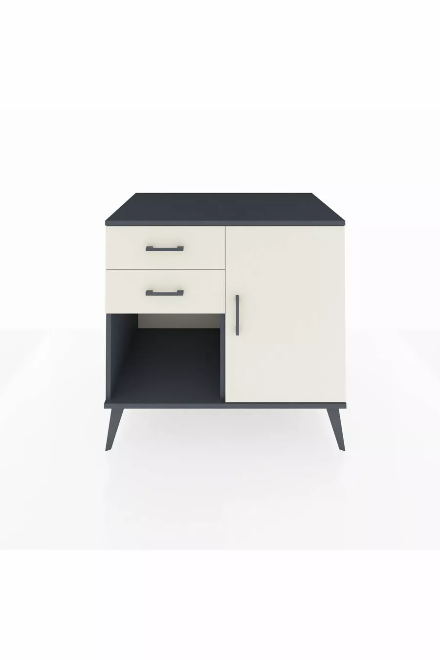 Commode Kronos avec une étagère, 2 tiroirs et une porte, Anthracite-Pierre de Lune