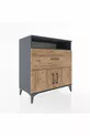 Commode Hyperion à une étagère, un tiroir et deux portes, Anthracite-Épicéa