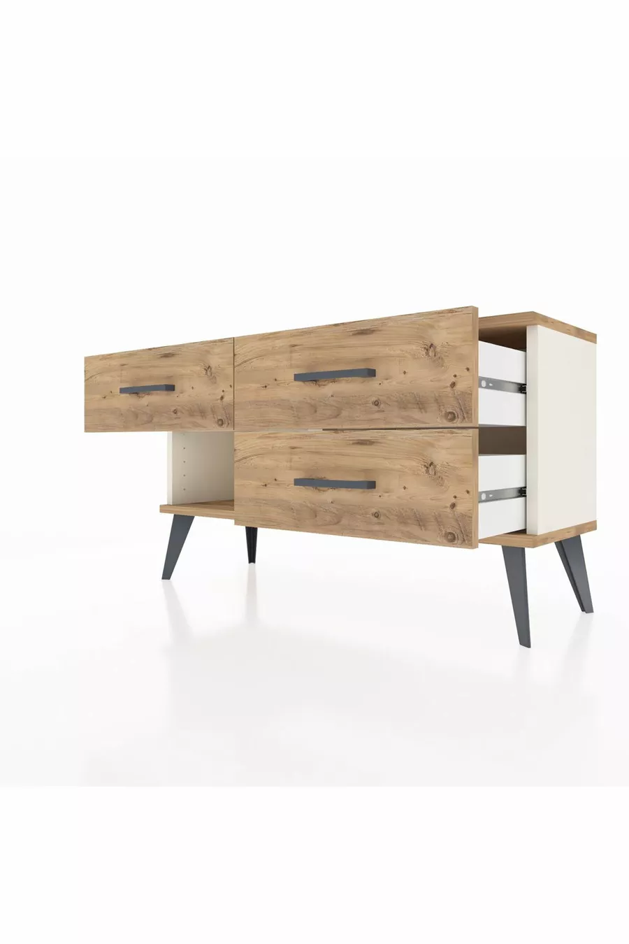 Commode Arges à 3 tiroirs Pierre de lune-Pin