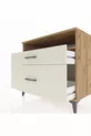 Commode Kronos à une étagère et 2 tiroirs en pin et pierre de lave