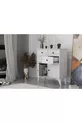Commode blanche à pieds, deux portes, quatre tiroirs, sans baguette