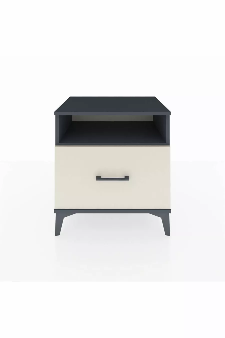 Table de chevet Hyperion avec une étagère et un tiroir, anthracite-ardoise