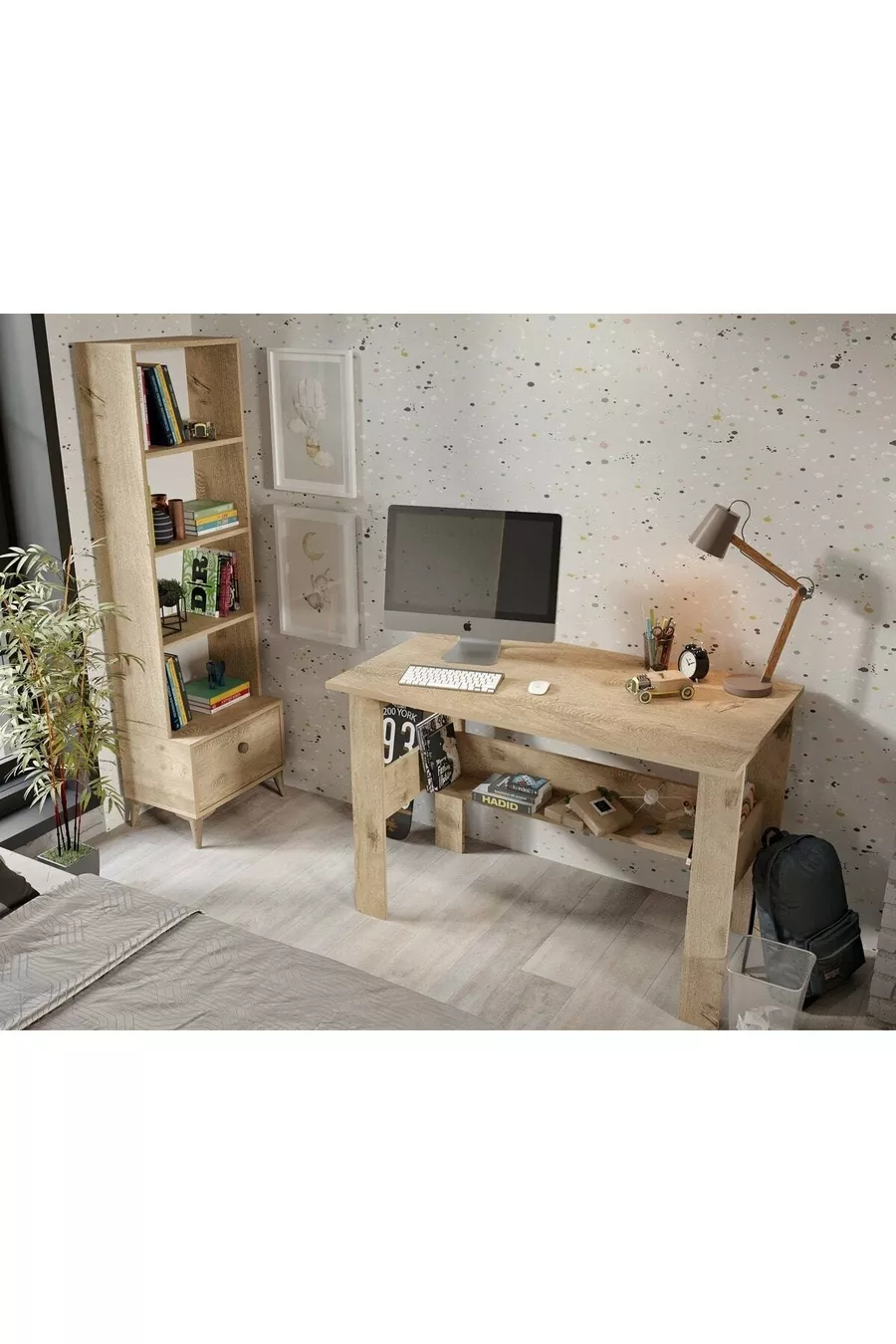 Ensemble de chambre d'enfant Selen Chêne - 5 pièces, tout en MDF de qualité supérieure