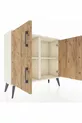 Commode Arges 2 étagères 3 portes Pierre de lune-Pin/Pierre de lune