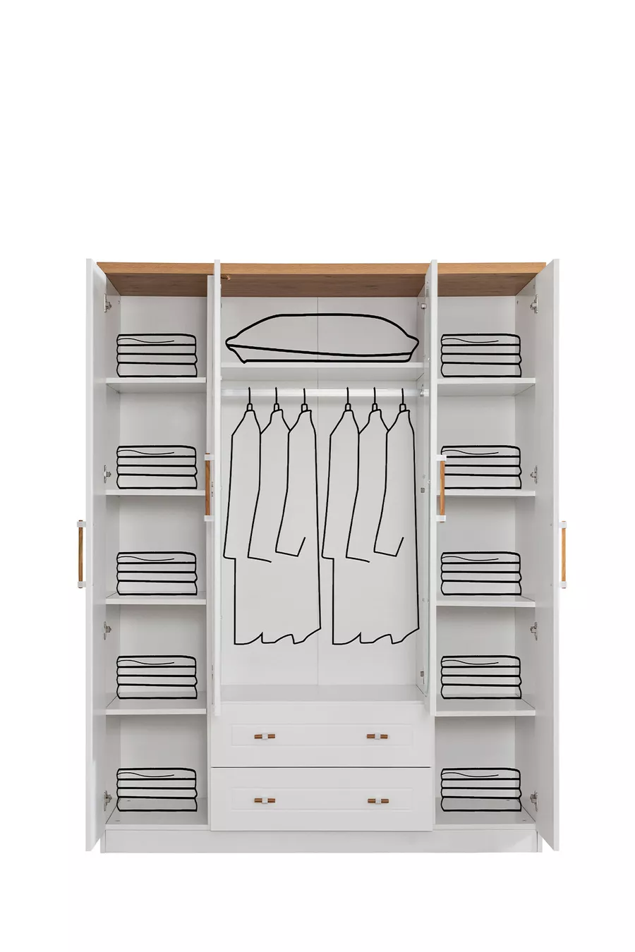 Chambre d'enfant Vita Bohem - Armoire 4 portes, Lit, Table de chevet, Bureau
