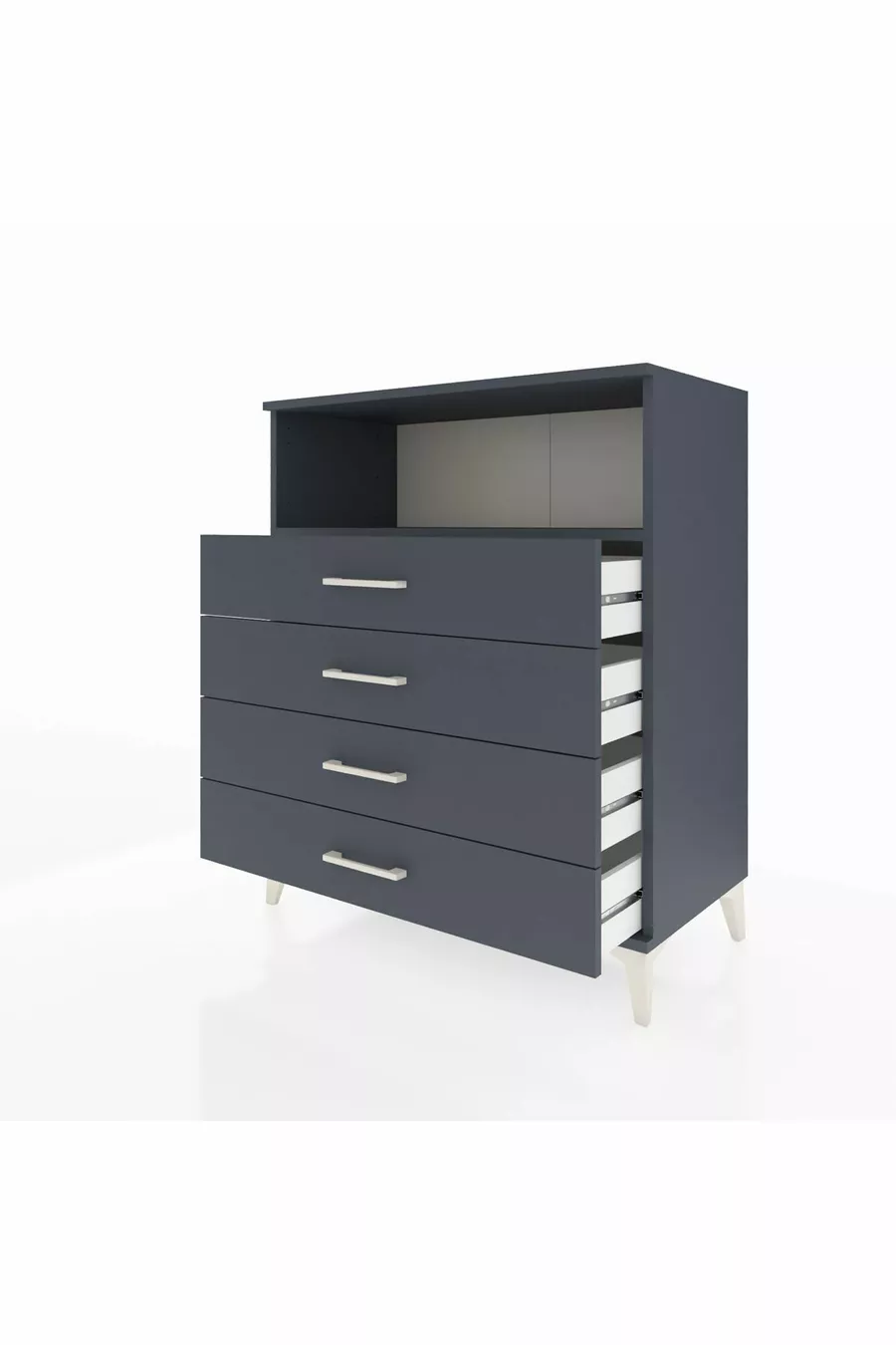 Commode Hyperion à une étagère et 4 tiroirs Anthracite-Anthracite