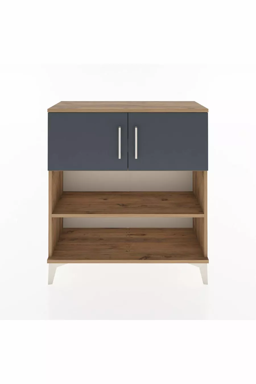 Commode Arges 3 étagères 2 portes Pin-Anthracite