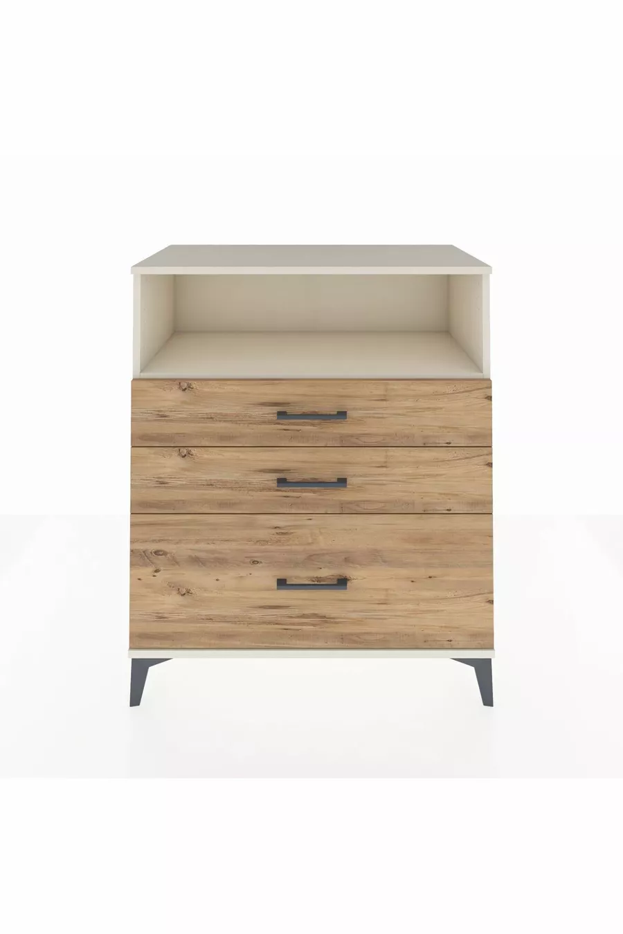 Commode Hyperion à une étagère et 3 tiroirs Pierre de lune-Pin