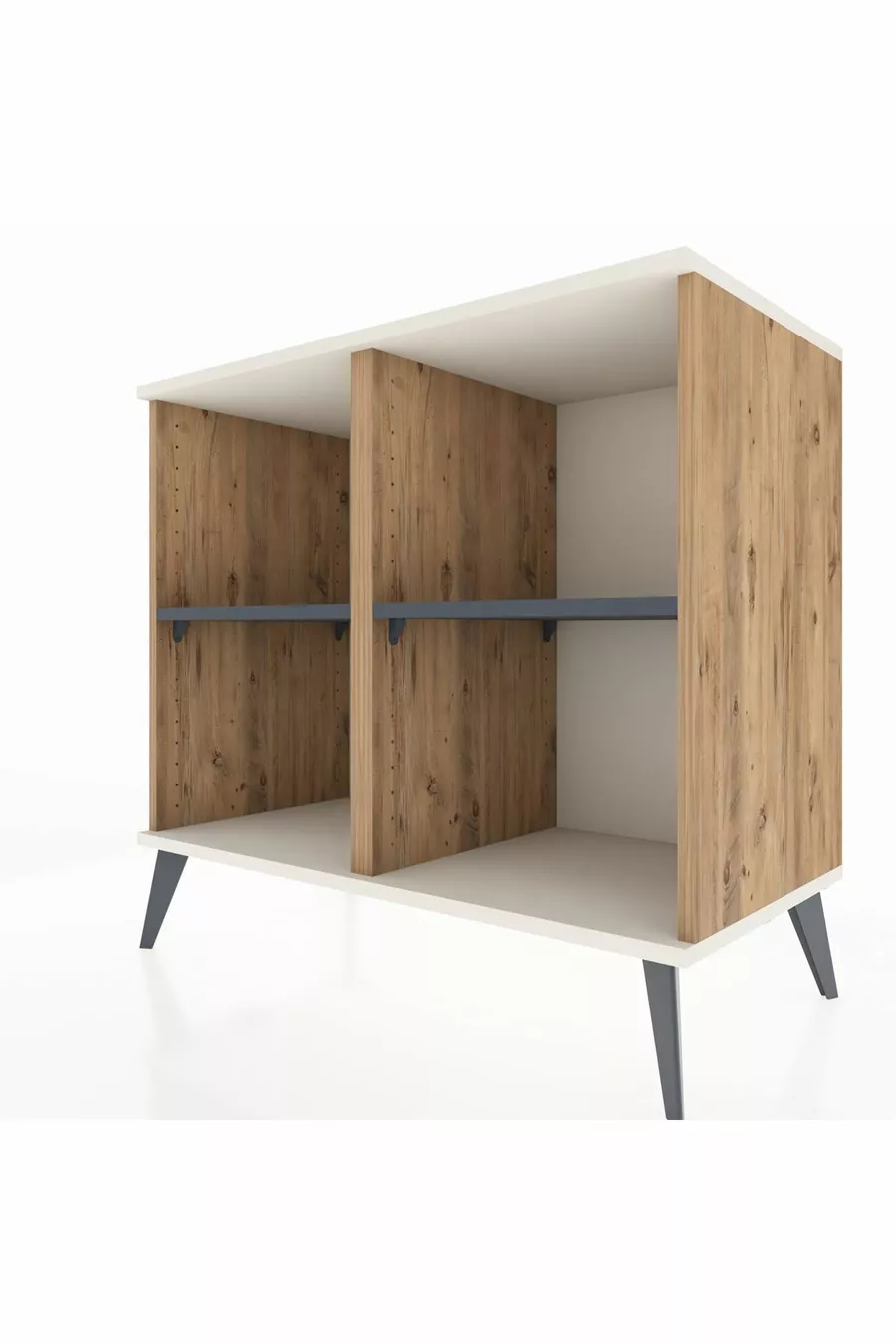 Commode Hyperion 2 étagères Pin-Pierre d'Agate/Anthracite