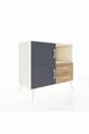 Commode Hyperion 2 étagères 2 tiroirs 2 portes Pierre de lune-Anthracite/Pin