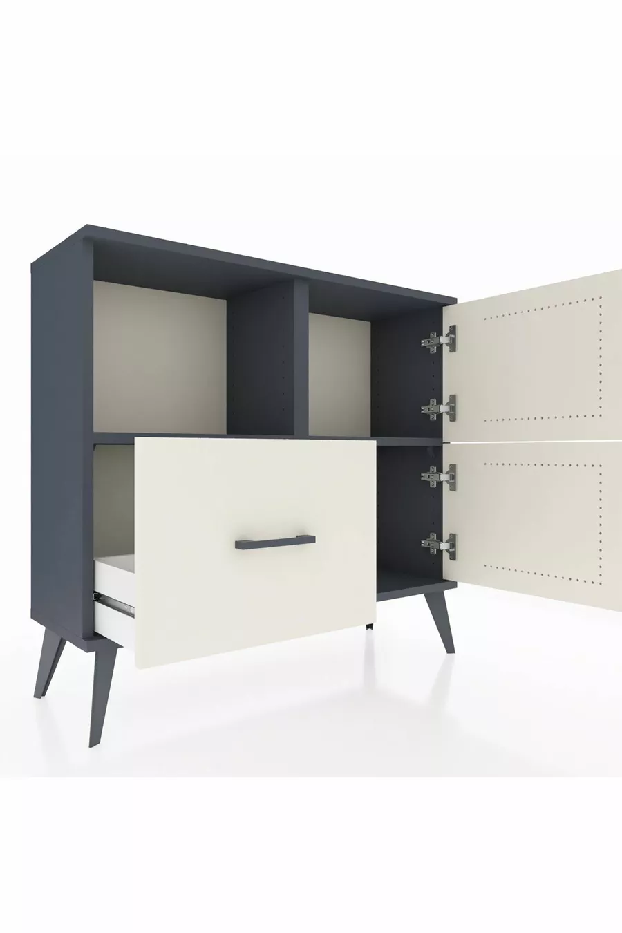 Commode Arges 2 étagères, 1 tiroir, 2 portes, Anthracite-Pierre de lune