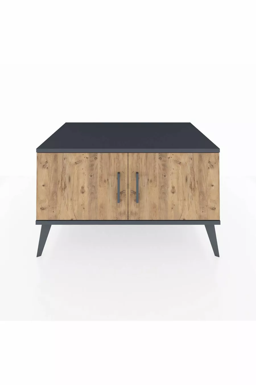 Commode Kronos 2 étagères 2 portes Anthracite-Pin/Anthracite