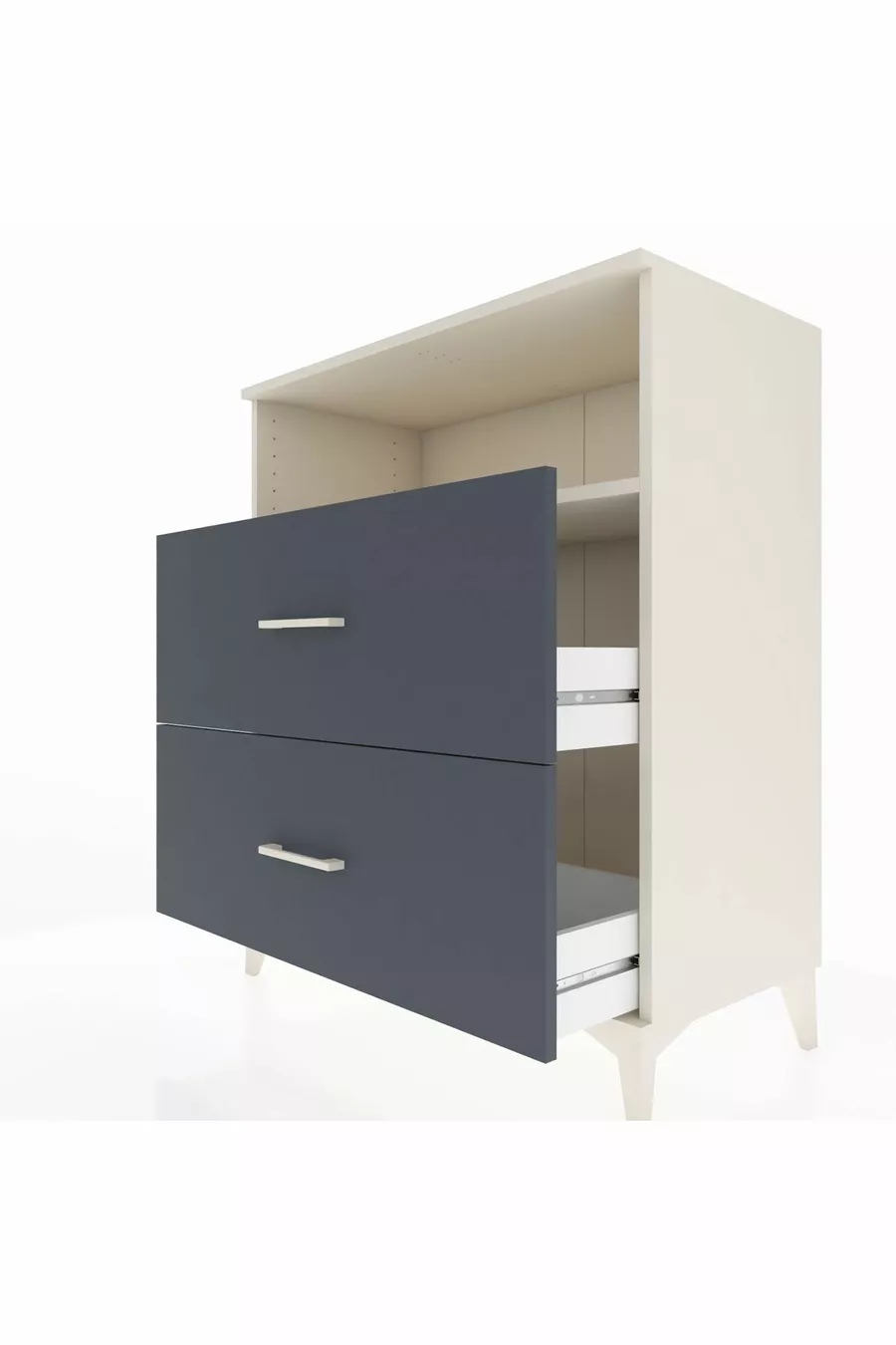 Commode Hyperion à une étagère et 2 tiroirs Pierre de lune-Anthracite