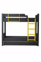 Lit superposé, Lit superposé modulable avec lits gigognes, Anthracite - Jaune