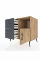 Commode Kronos à une étagère, 4 tiroirs et une porte, Pin-Pin/Anthracite