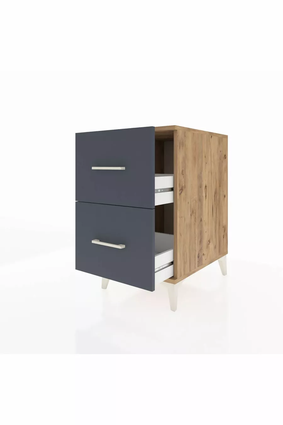 Chevet Kronos 2 tiroirs Pin-Anthracite