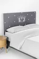 Housse de tête de lit et de base de lit à motif couronne grise