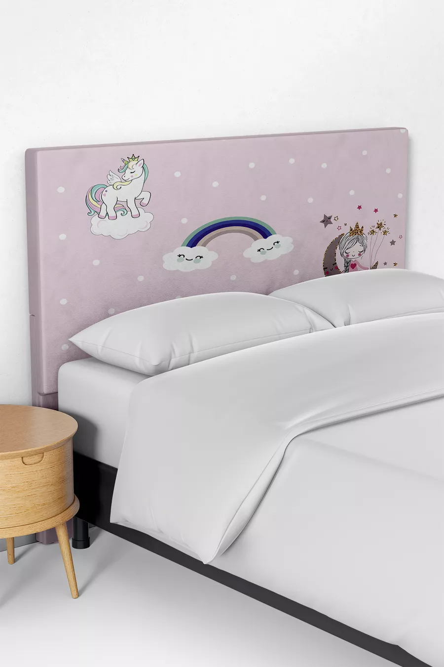 Housse de tête de lit pour enfant avec princesse et licorne