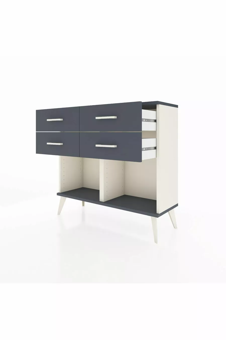 Commode Arges 4 tiroirs Pierre de lune-Anthracite