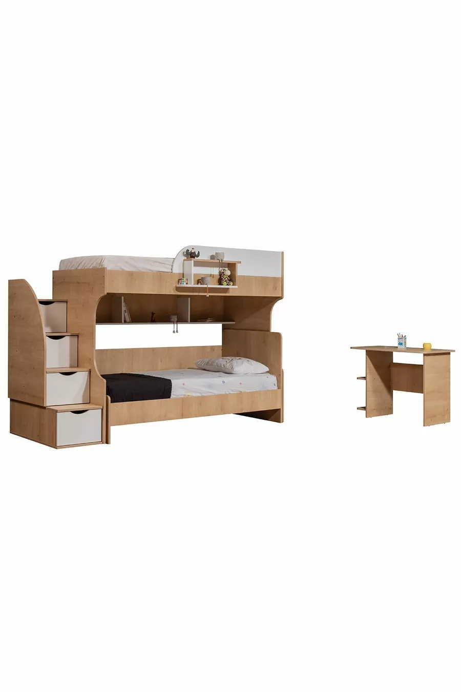 Lits superposés, Lit Aura Ranza avec table et 2 matelas Comfort
